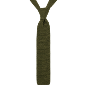 Olive Knit Skinny Tie for Men – Textured Slim Necktie
